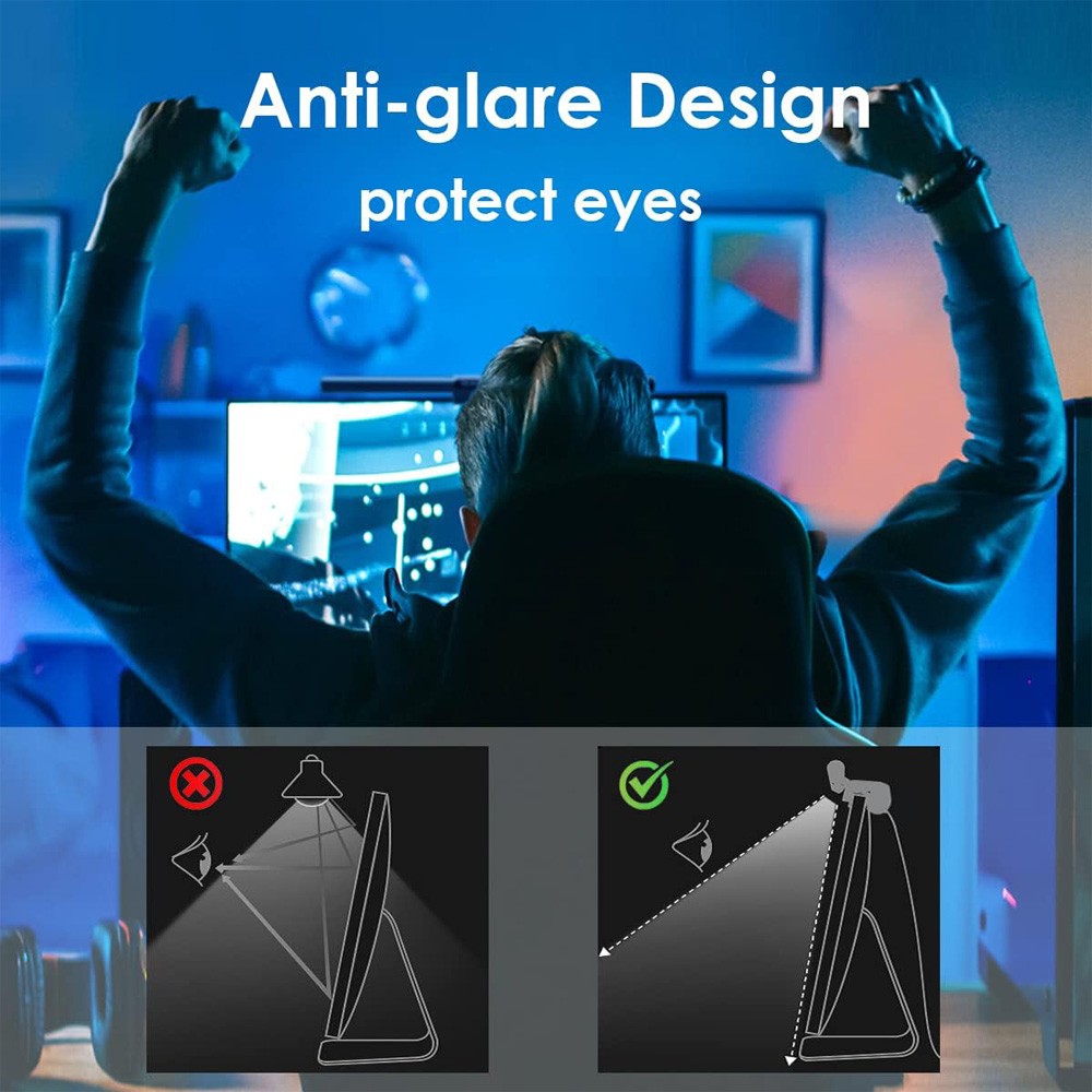 Barra de luz led para tela de computador, iluminação rgb, 44cm, suspensão, rgb,