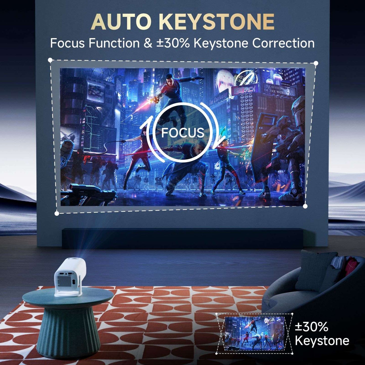 P30PRO Android 14 Mini Projetor Inteligente WiFi6 BT 5.0 Suporte 4K 1280*720P Su