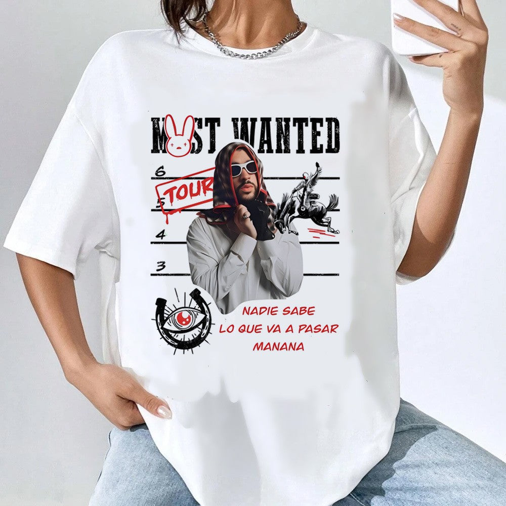 Bad bunny tour 2024 camiseta adolescente gótico harajuku clássico vintage 80s ca