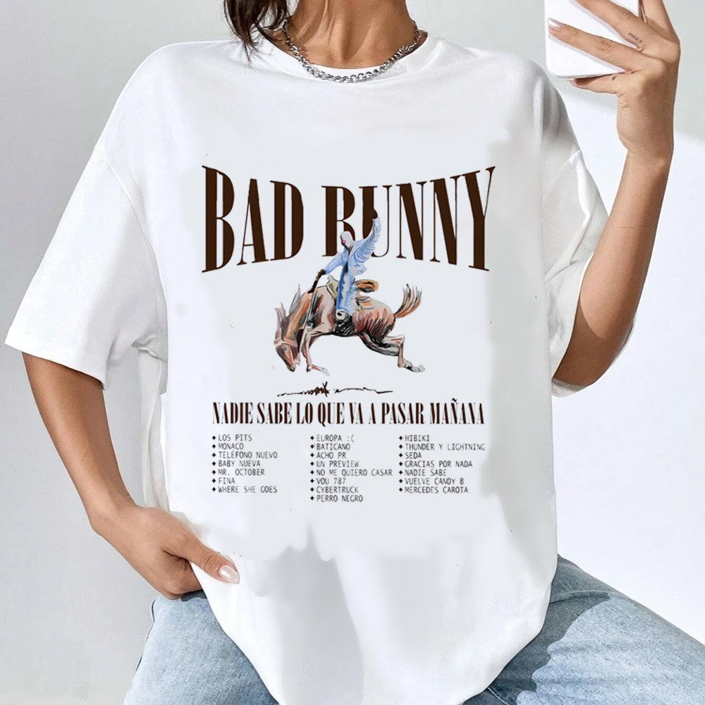 Bad bunny tour 2024 camiseta adolescente gótico harajuku clássico vintage 80s ca