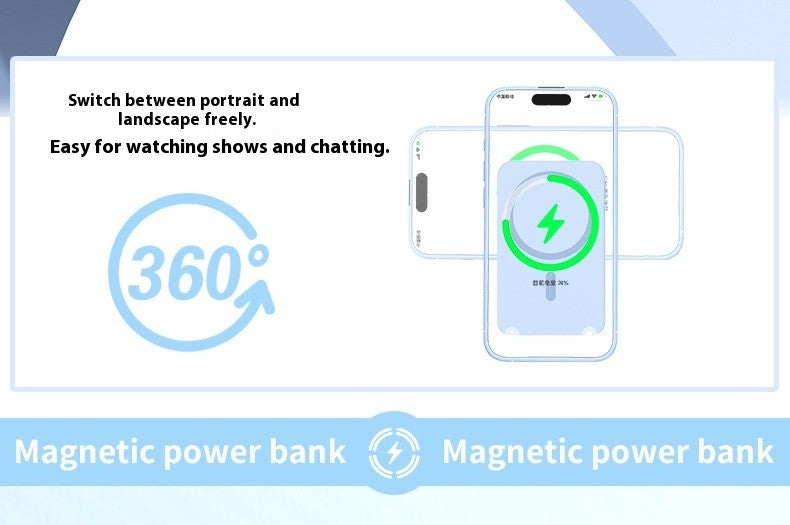 Banco de potência móvel de absorção magnética de carregamento rápido sem fio trê