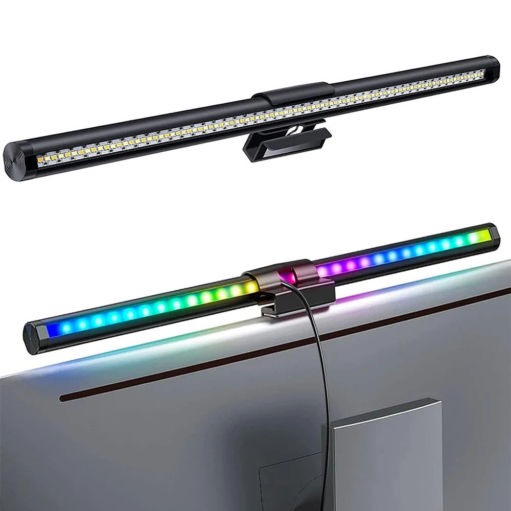 Barra de luz led para tela de computador, iluminação rgb, 44cm, suspensão, rgb,
